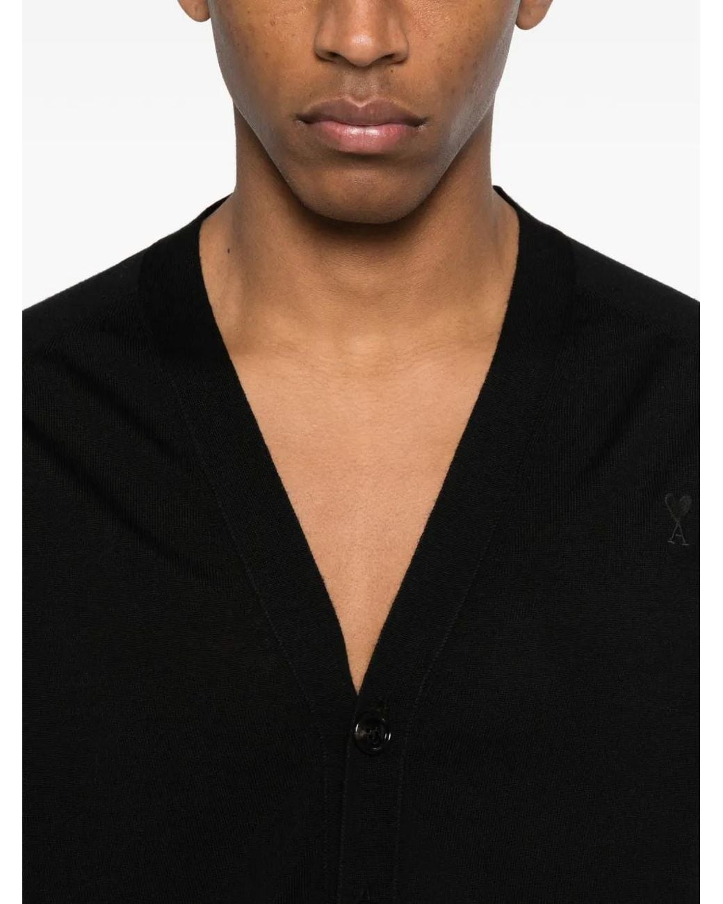 AMI Black Ami De Coeur Cardigan for men
