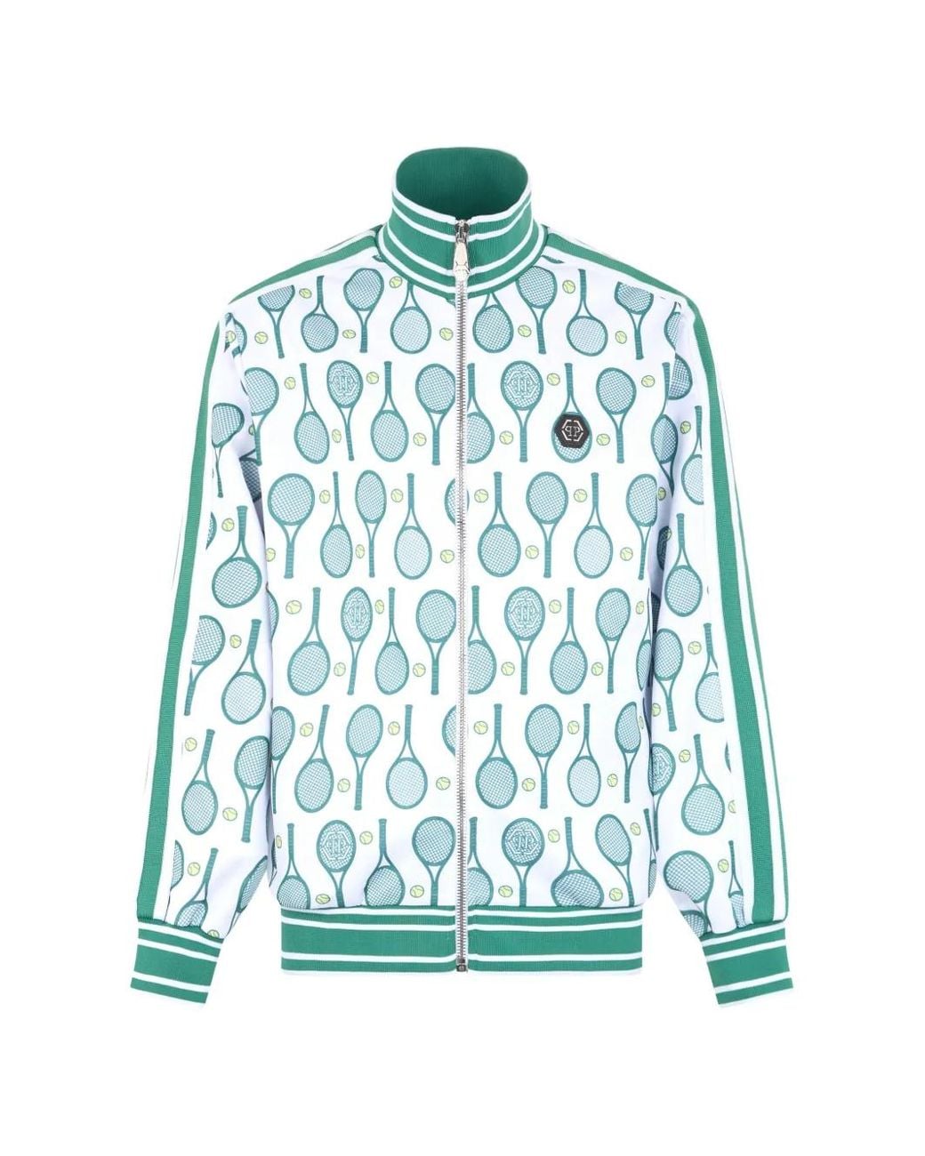 Philipp Plein Blue Tennis-Print Track Jacket for men