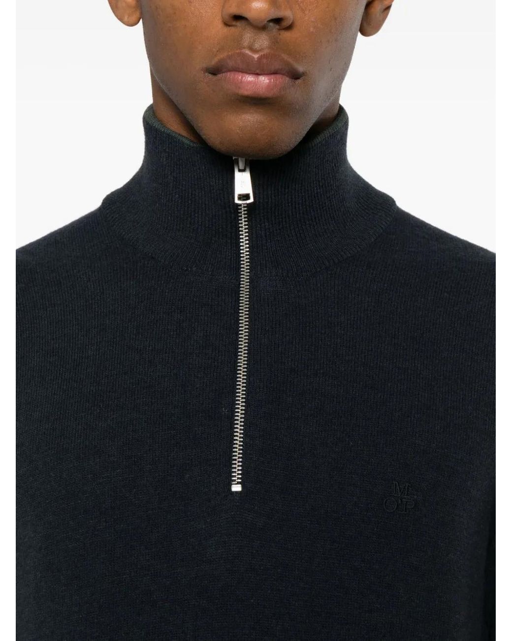 Marc O' Polo Blue Zip Neck Sweater for men
