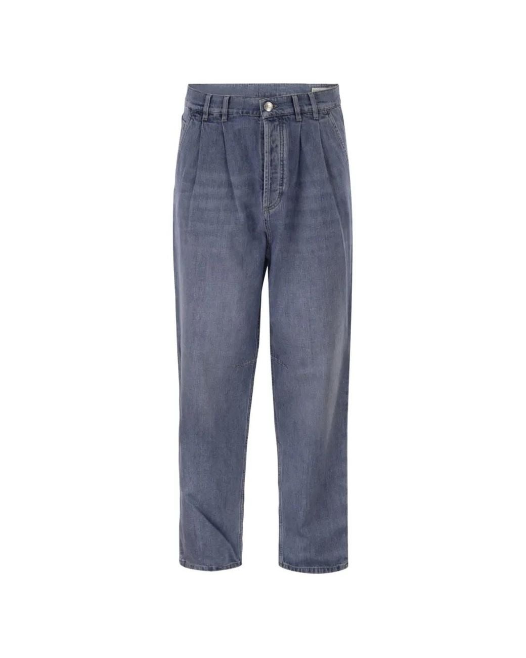 Brunello Cucinelli Blue Baggy Jeans for men