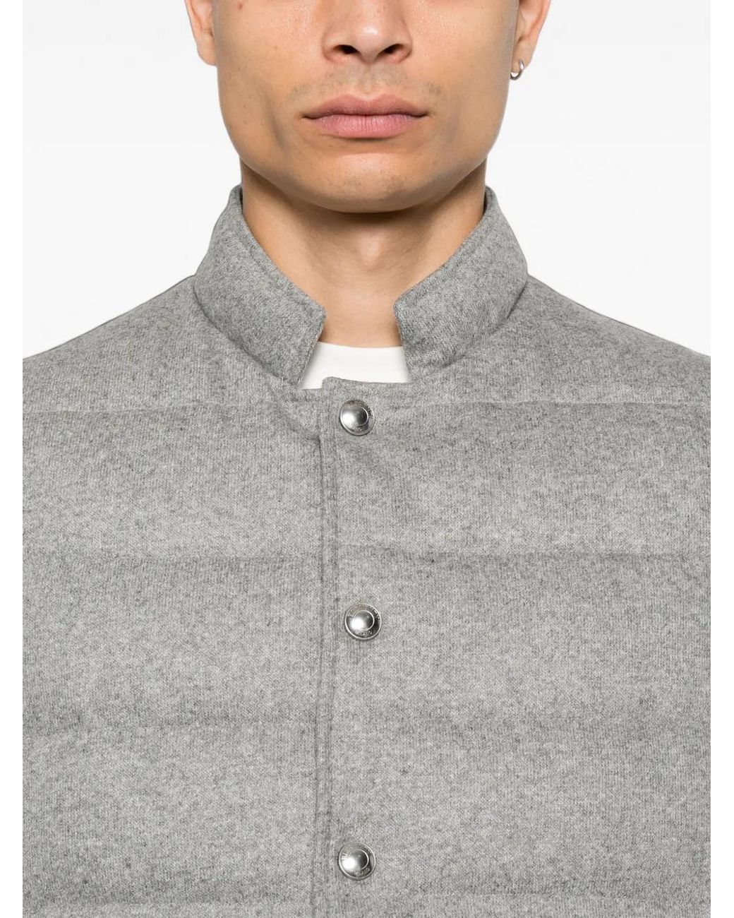 Eleventy Gray Quilted High-Neck Gilet for men