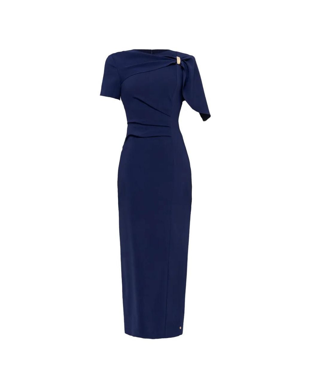 Nissa Blue Fitted Midi Dress