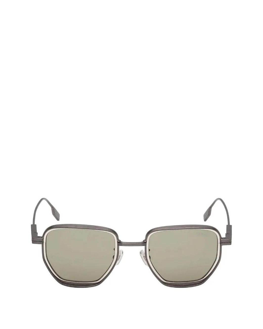 Zegna Gray Geometric-Frame Sunglasses for men