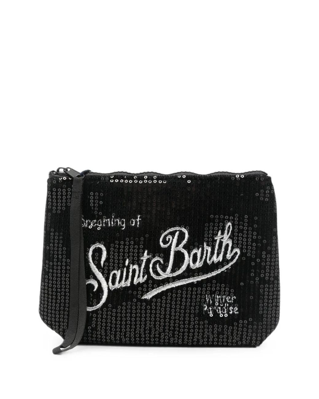 Mc2 Saint Barth Black Aline Sequin-Embellished Embroidered Clutch Bag