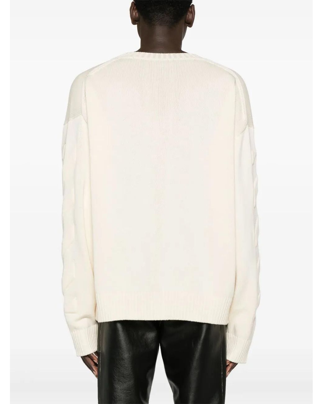 Off-White c/o Virgil Abloh Natural Crew-Neck Diagonal-Stripe Jumper for men
