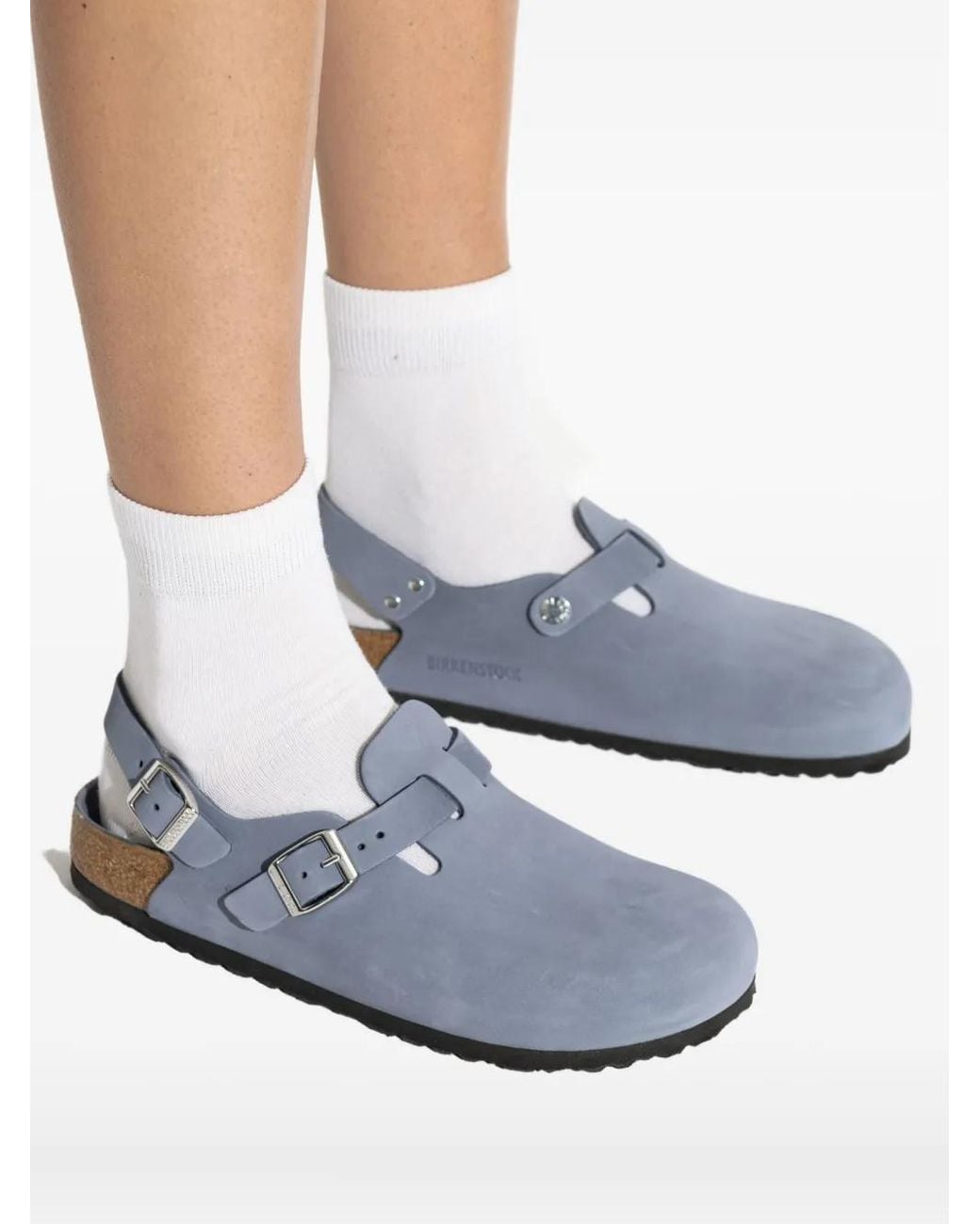 Birkenstock Blue Mules Mit Schnallenriemen