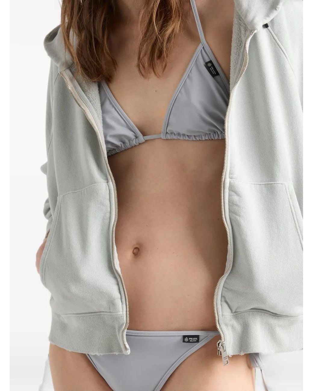 Prada White Jersey Bikini Top