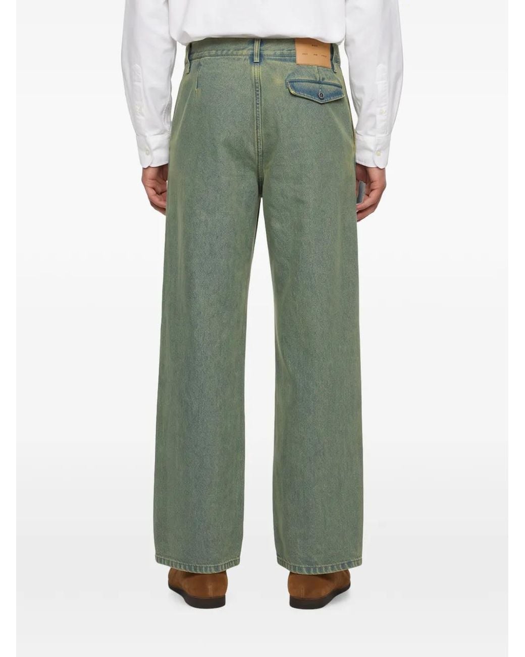 Song For The Mute Green Faded Straight-Leg Jeans for men