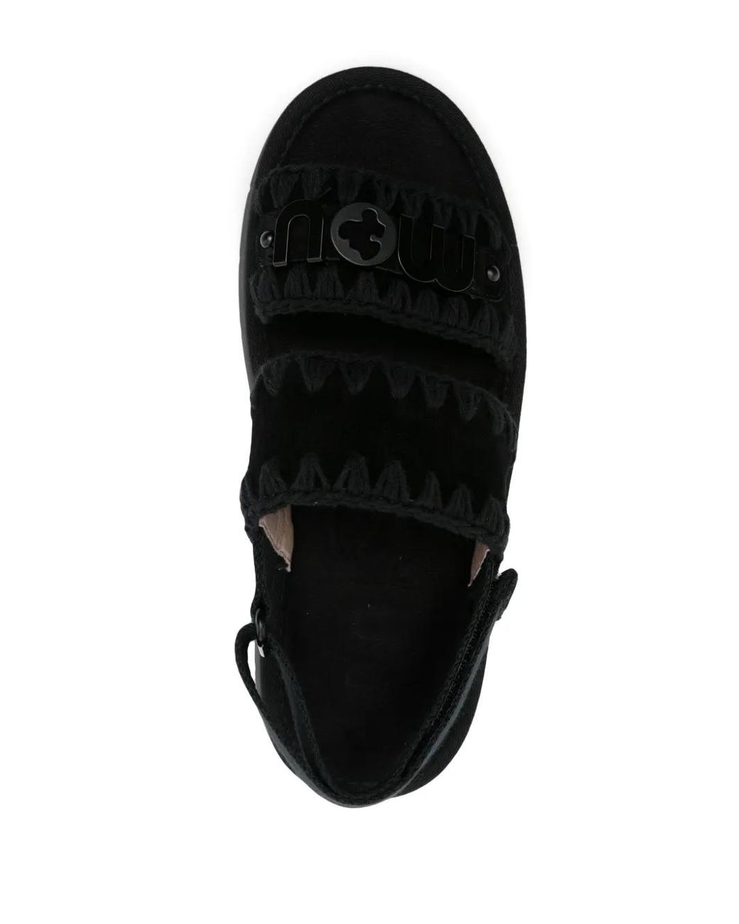 Mou Black Bounce Suede Flatform Sandals