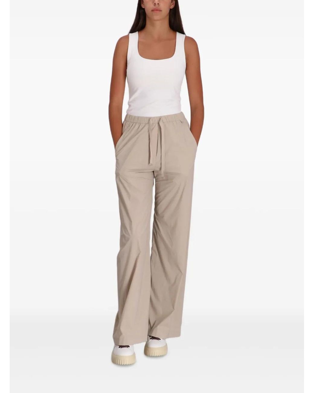 Herno Natural Drawstring Straight-Leg Trousers