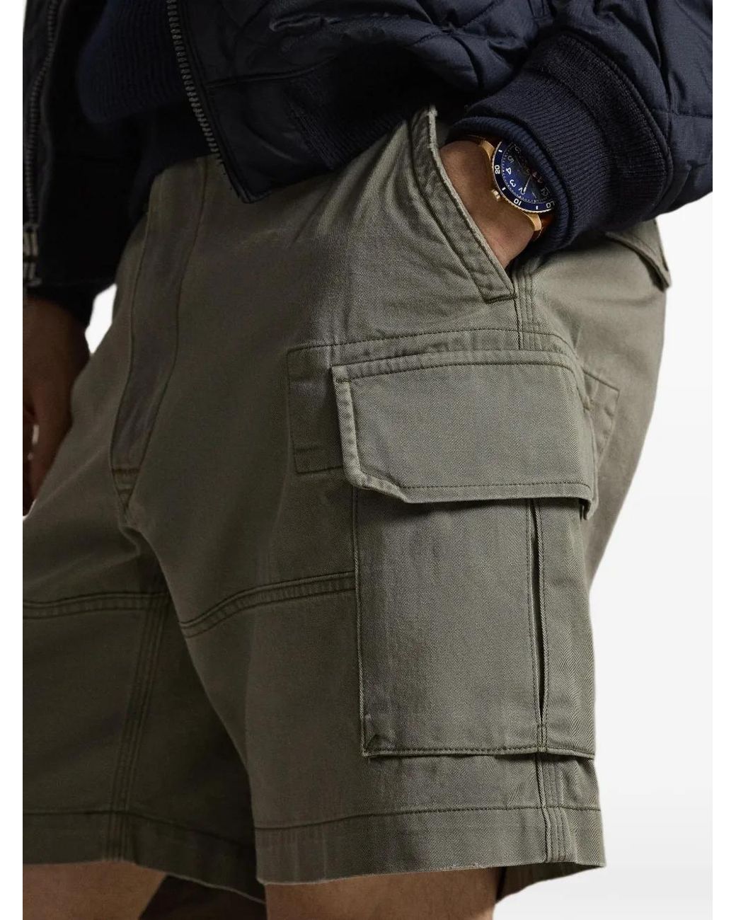 Polo Ralph Lauren Gray Buttoned Cargo Shorts for men