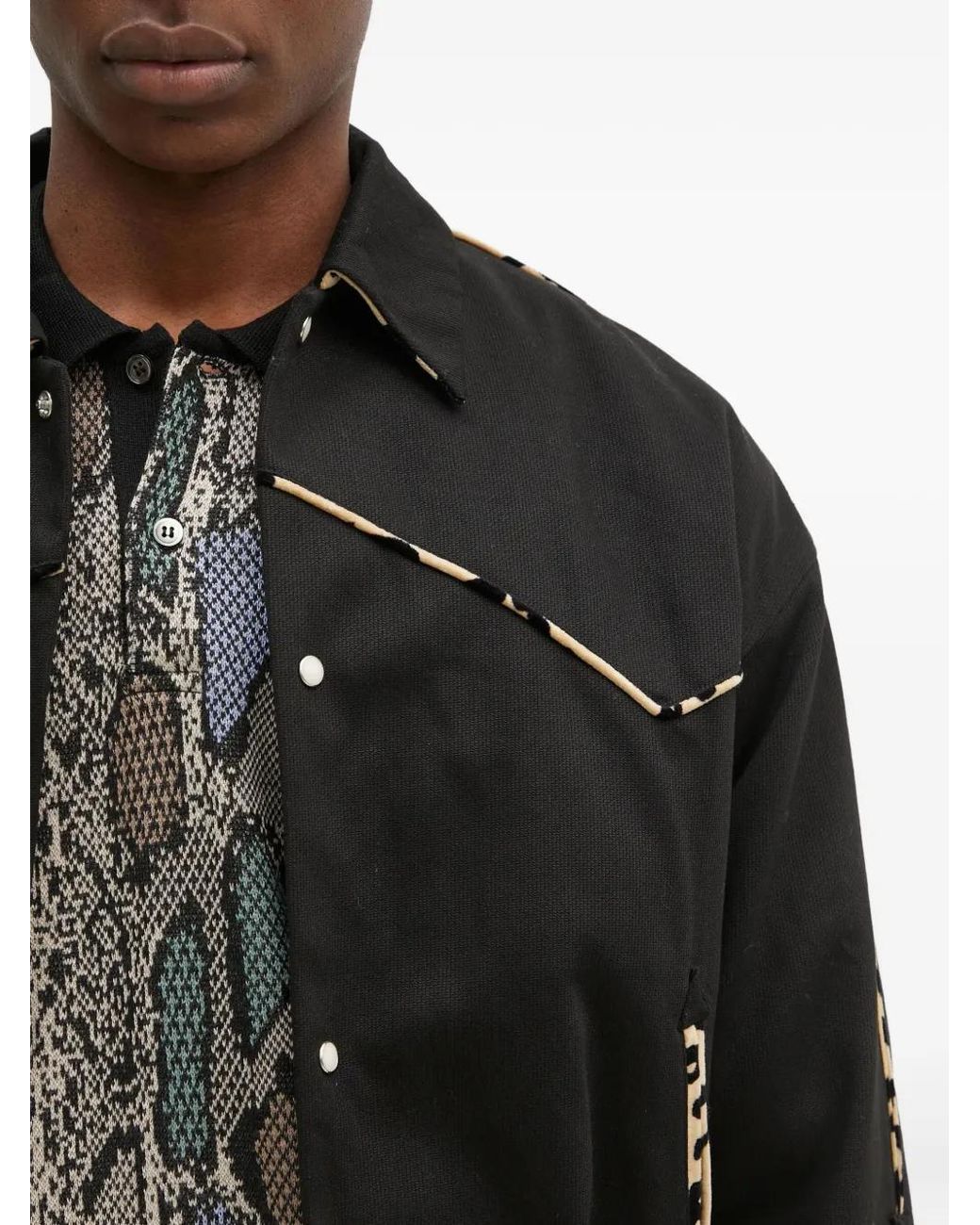 Wacko Maria Black Piped-Trim Jacket for men