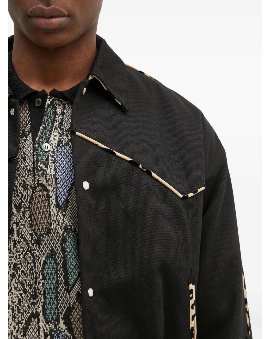 Wacko Maria Black Piped-Trim Jacket for men