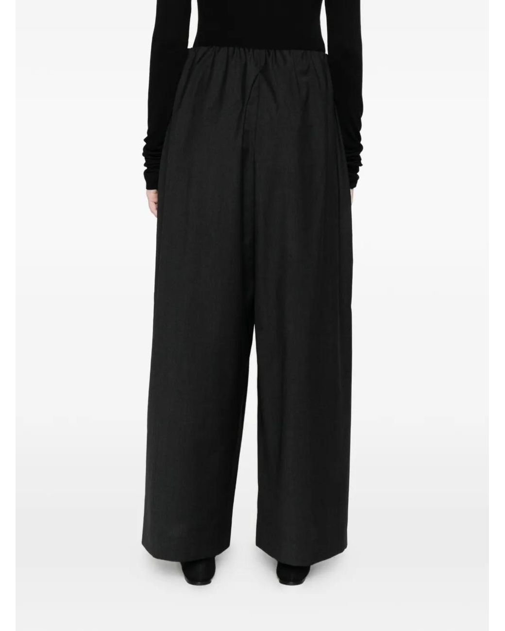Totême  Black Drawstring Dinner Trousers Charcoal Melange