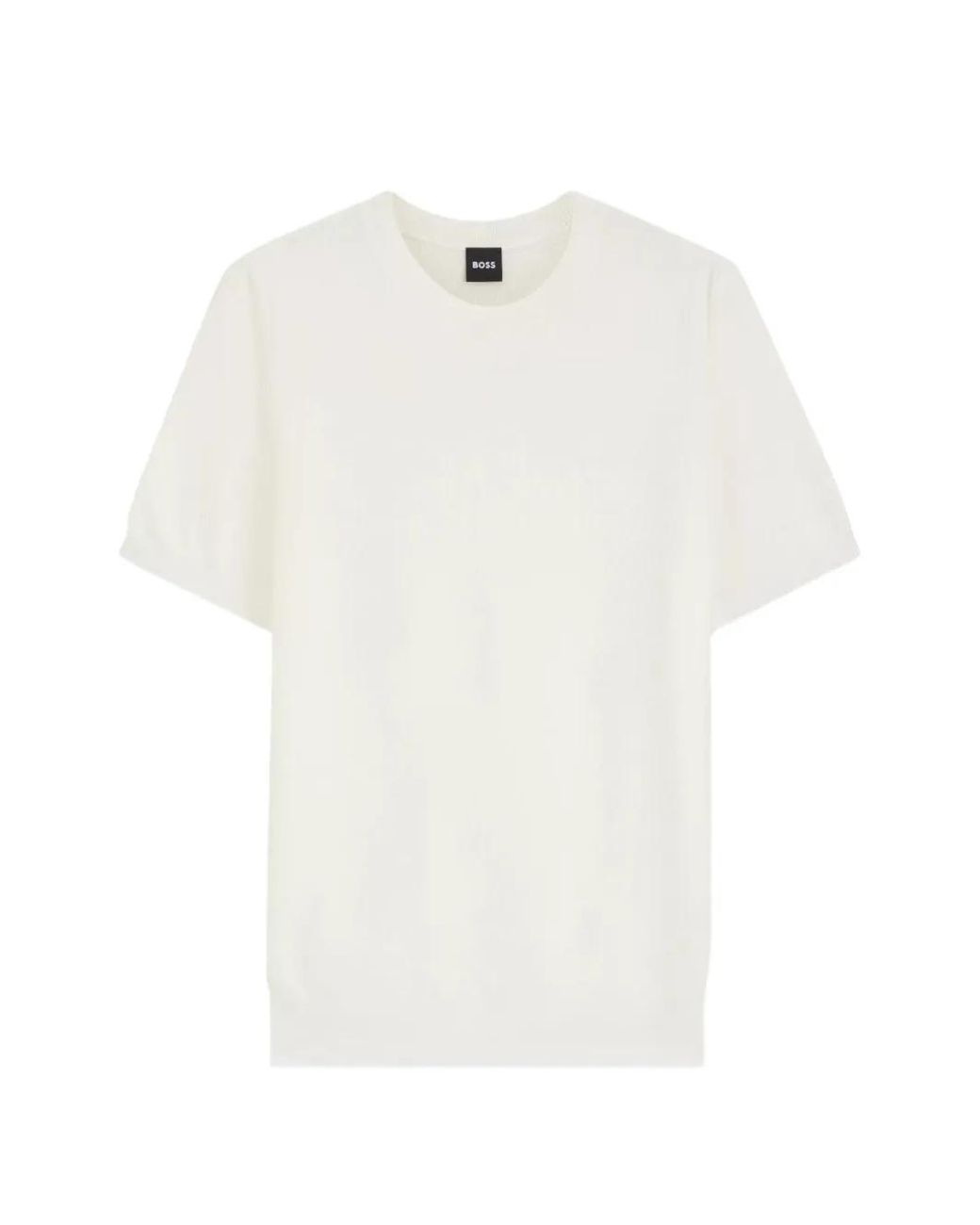 Boss White Short-Sleeved Sweater With Knitted Structure for men