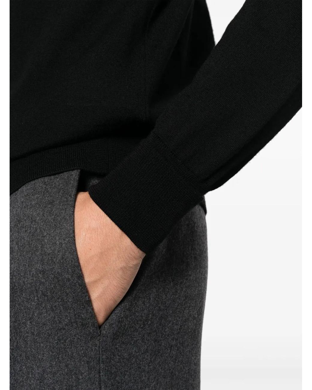 PT Torino Black Roll-Neck Virgin-Wool Jumper for men