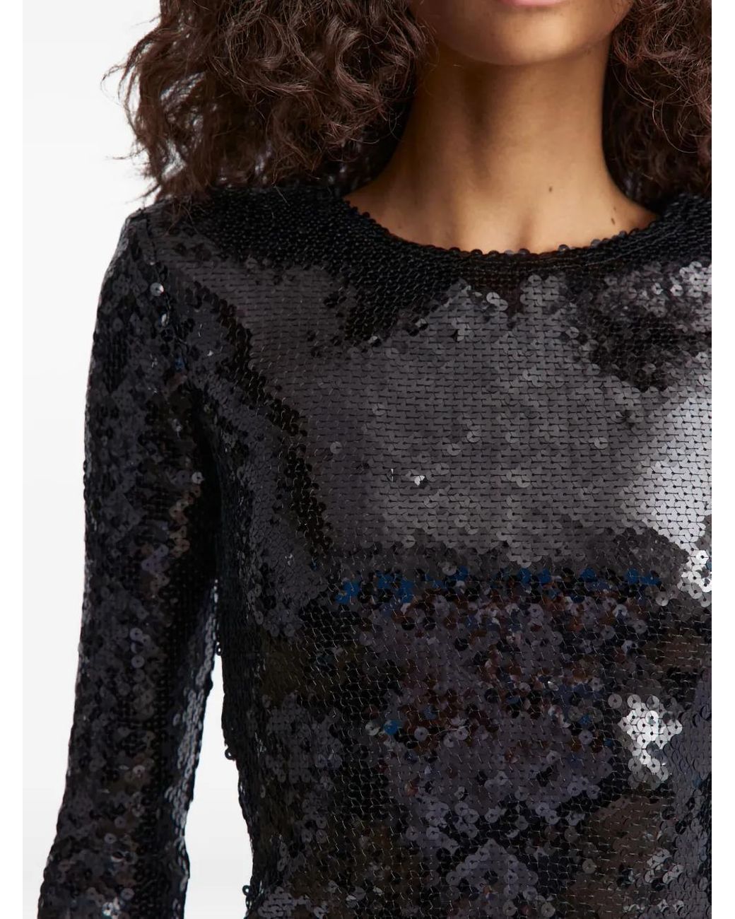 16Arlington Black Loida Sequinned T-Shirt