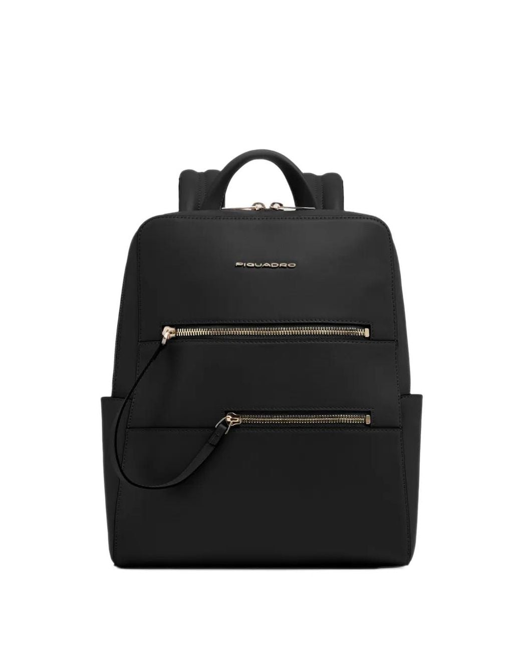 Piquadro Black Patricia Logo-Plaque Leather Backpack