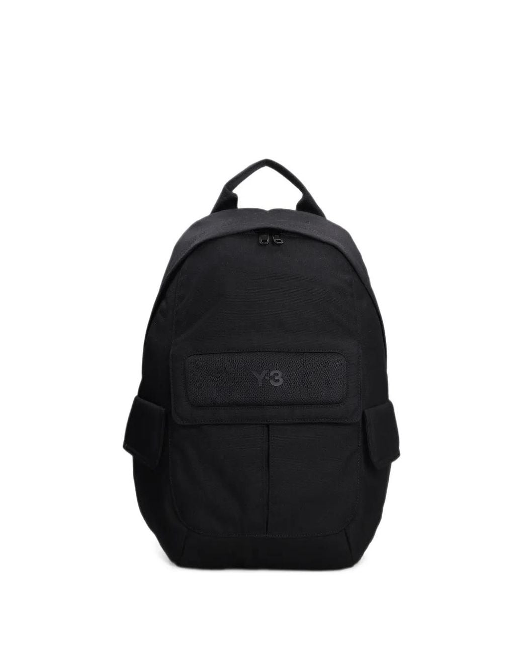 Y-3 Black Small Logo-Patch Backpack for men