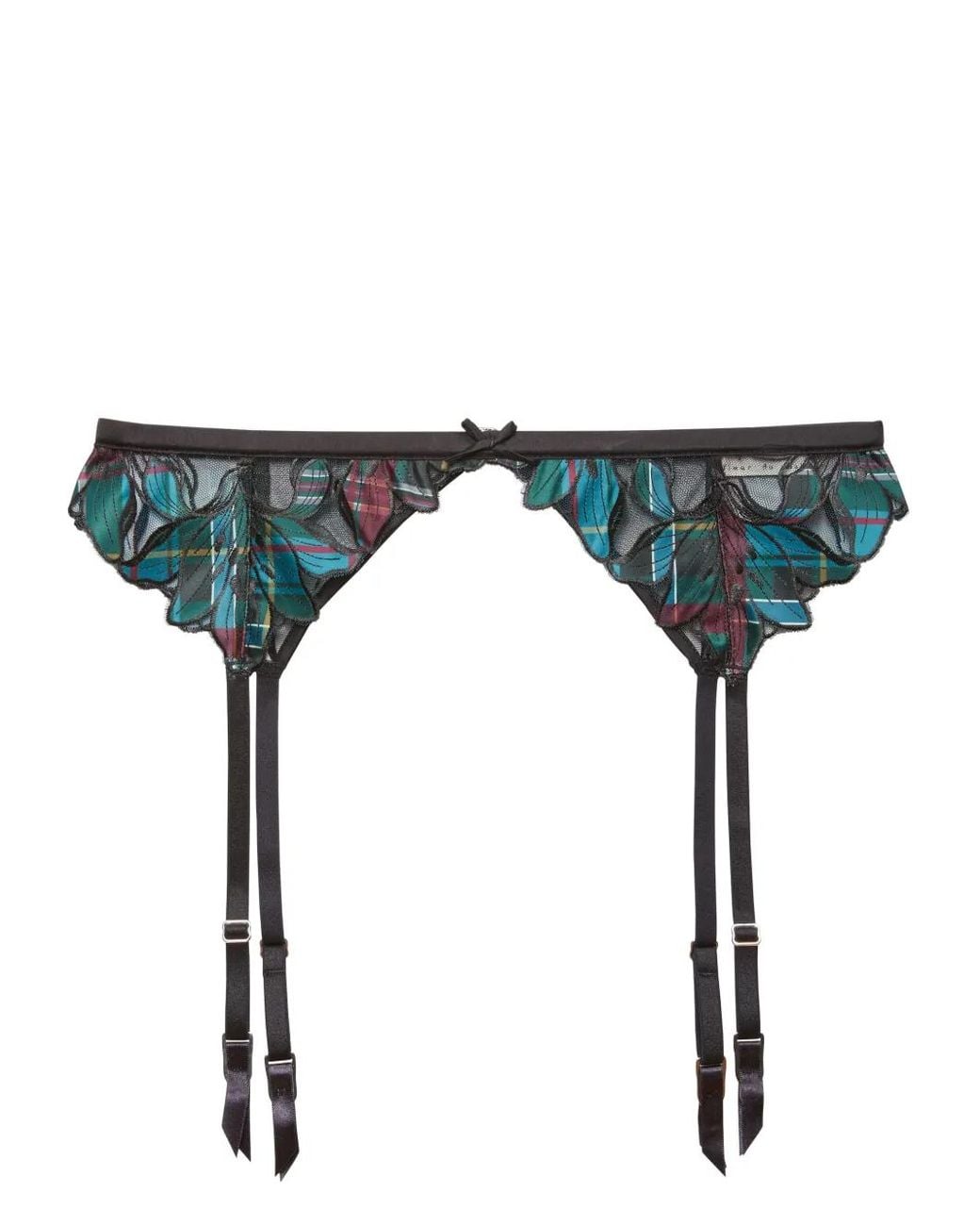 Fleur du Mal Blue Lily Embroidered Garter Belt