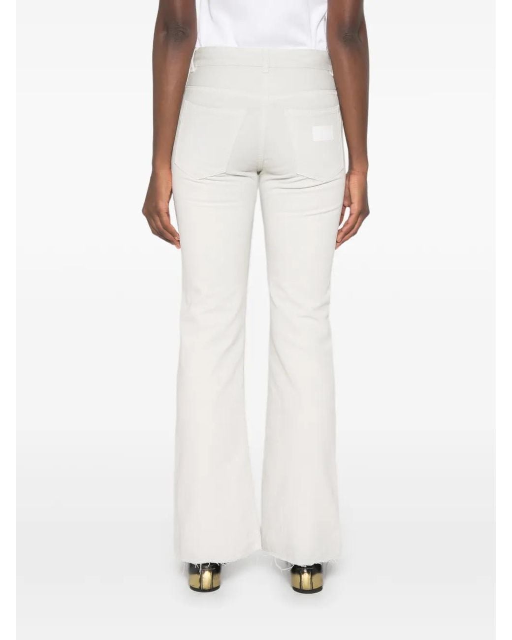MM6 by Maison Margiela White Raw-Cut Flared Jeans