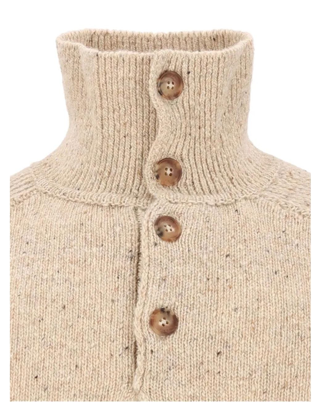 Isabel Marant Natural Button-Up Flecked Sweater for men