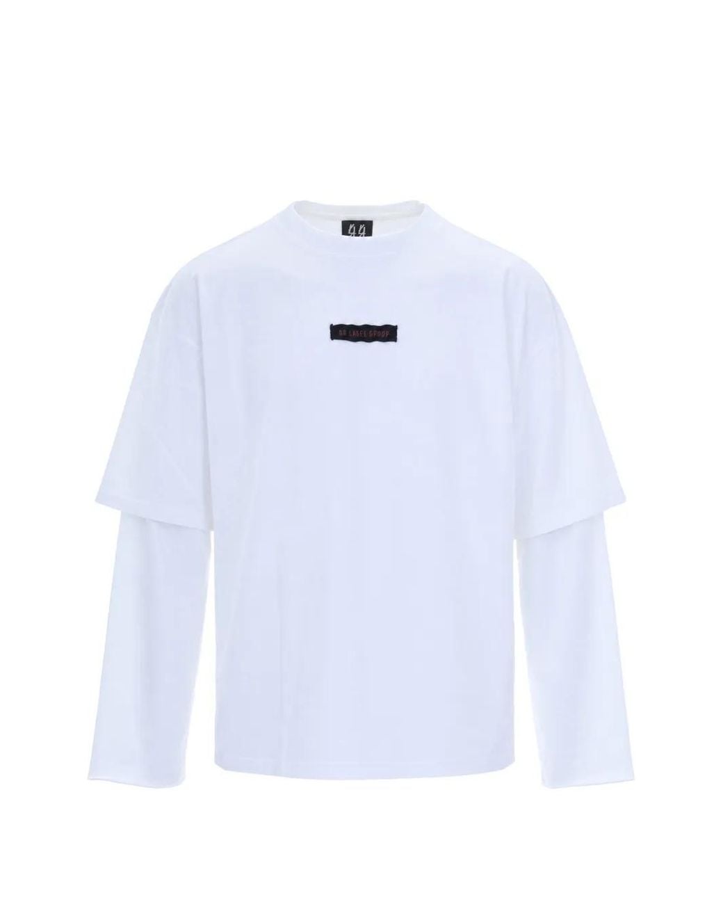 44 Label Group White Layered-Sleeve Logo-Patch T-Shirt for men