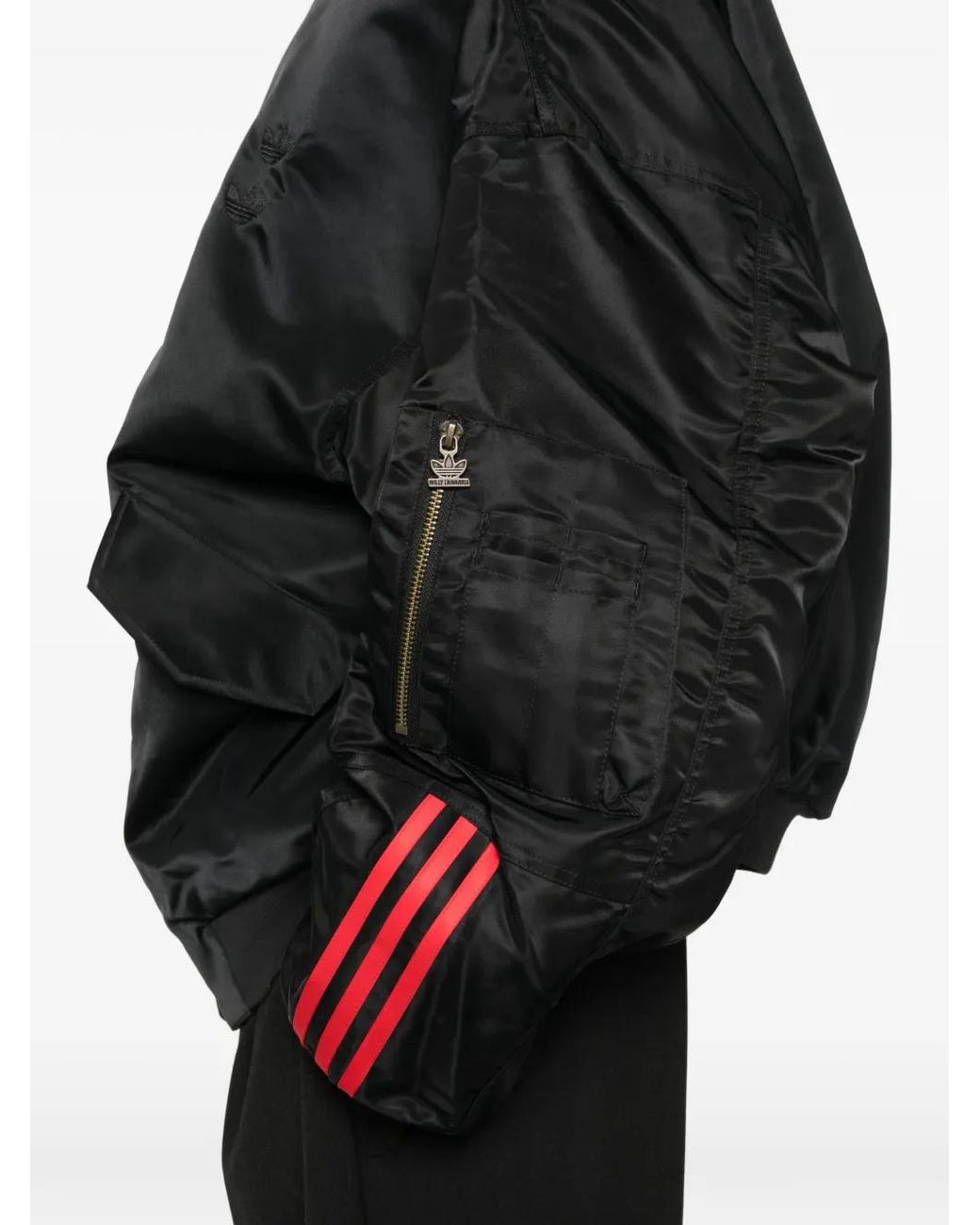 Adidas Black X Willy Chavarria Satin Bomber Jacket for men