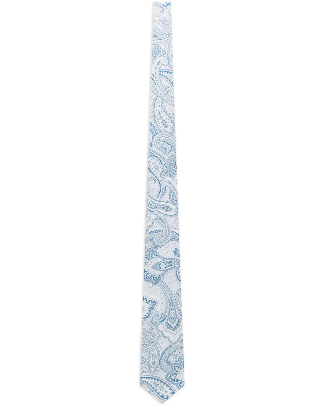 Etro Blue Printed Silk Tie for men