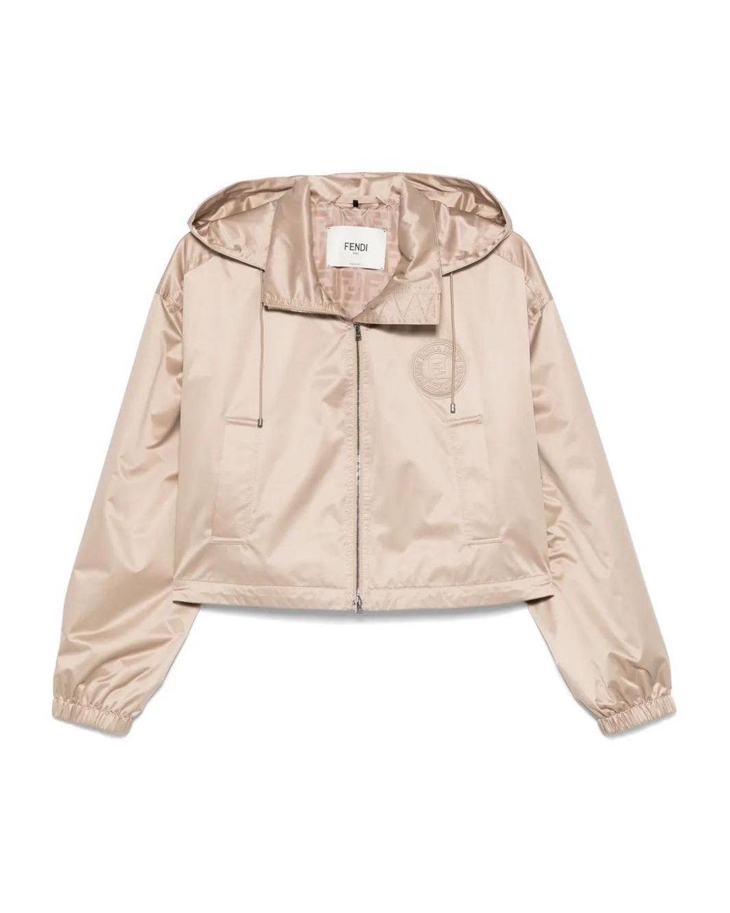 Fendi Natural Jacke Mit Logo-Patch