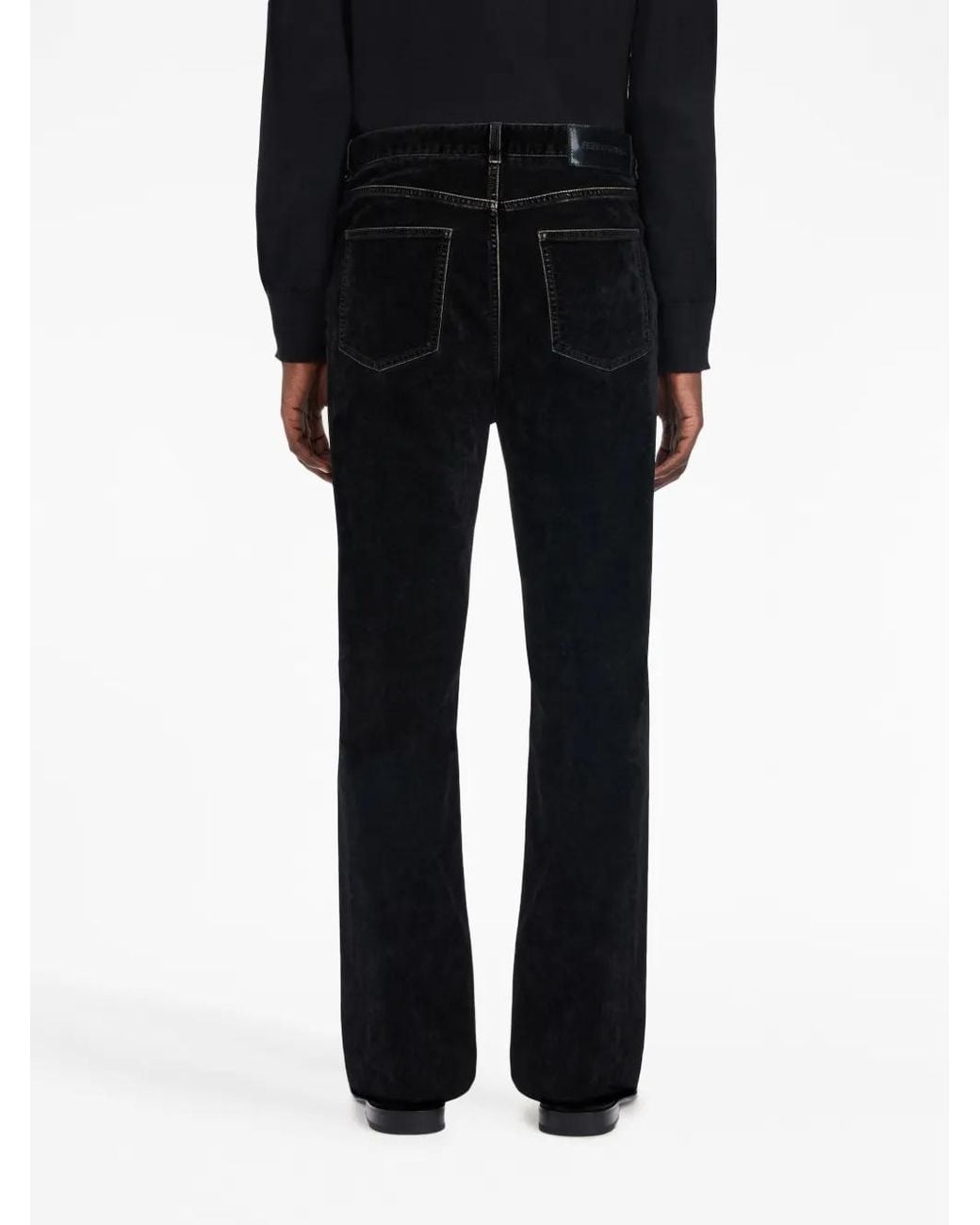 Ferragamo Black Logo-Patch Straight-Leg Trousers for men