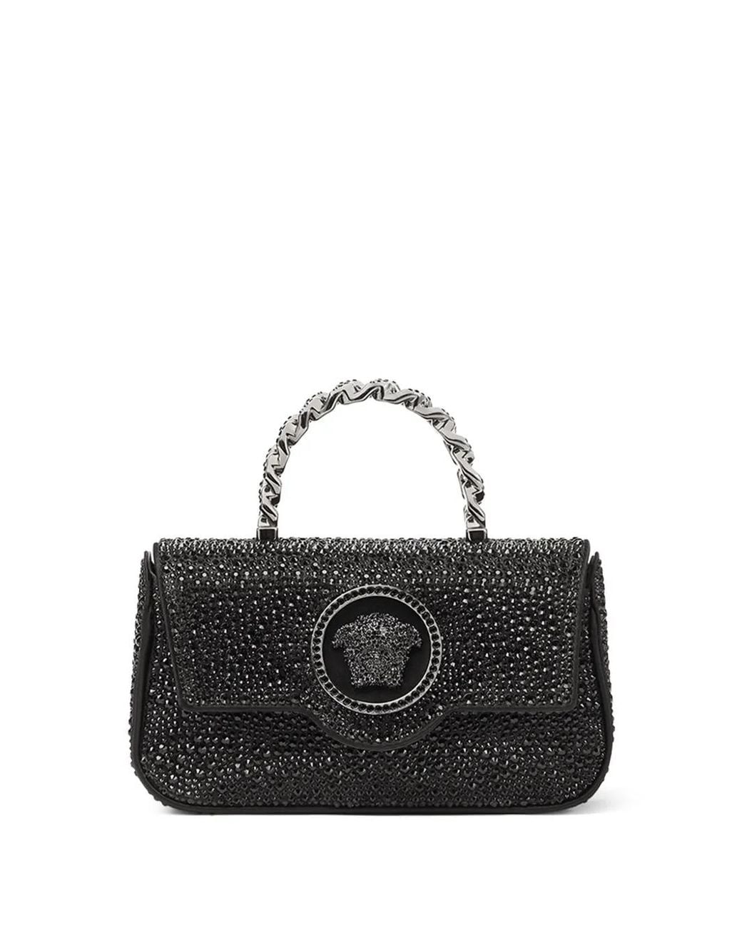Versace Black La Medusa Crystal-Embellished Mini Bag