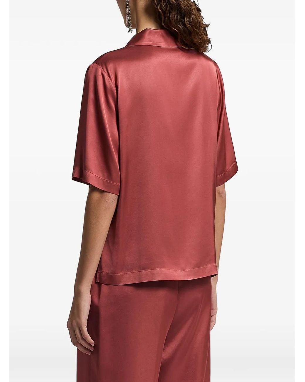Peserico Red Buttoned Short-Sleeve Shirt
