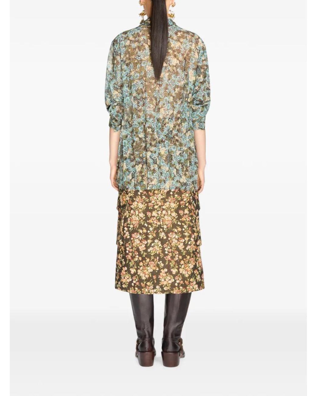 Dries Van Noten Green Pleated Shirt
