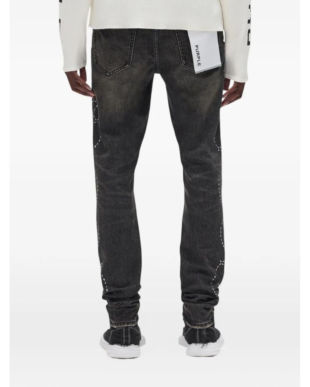 Purple Brand Gray Skinny Twist Hotfix Skinny Jeans for men