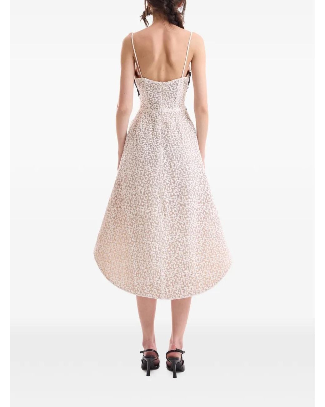 Gemy Maalouf White Floral-Lace High-Low Dress
