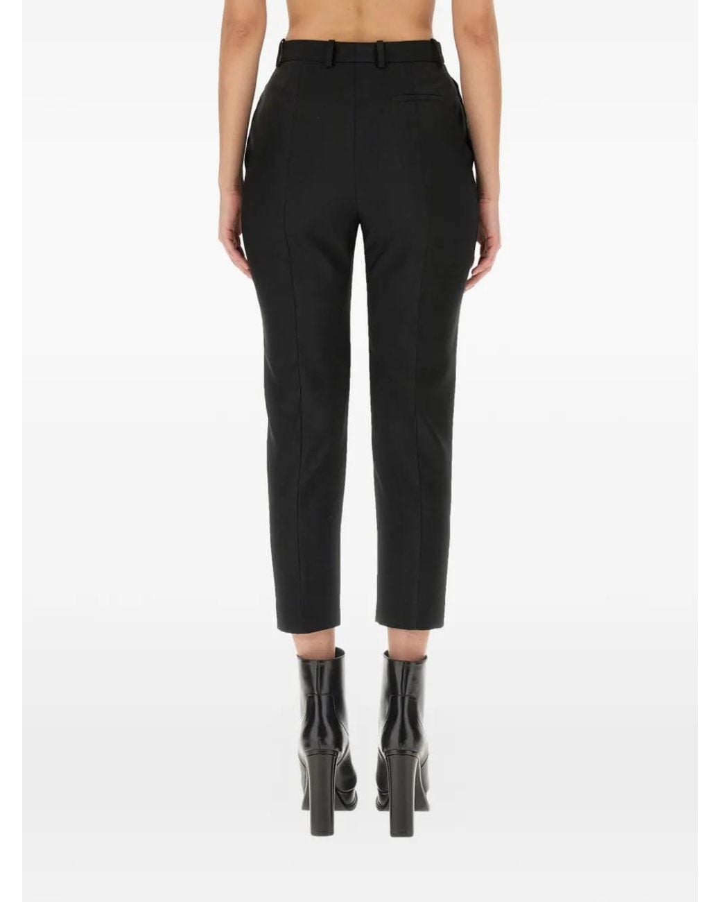 McQueen Black High-Rise Cigarette Trousers