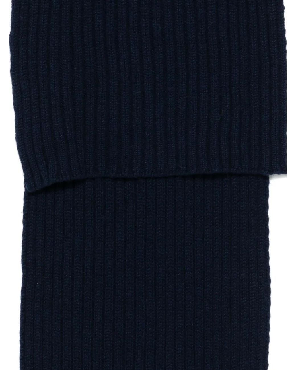 Dell'Oglio Blue Ribbed Scarf for men
