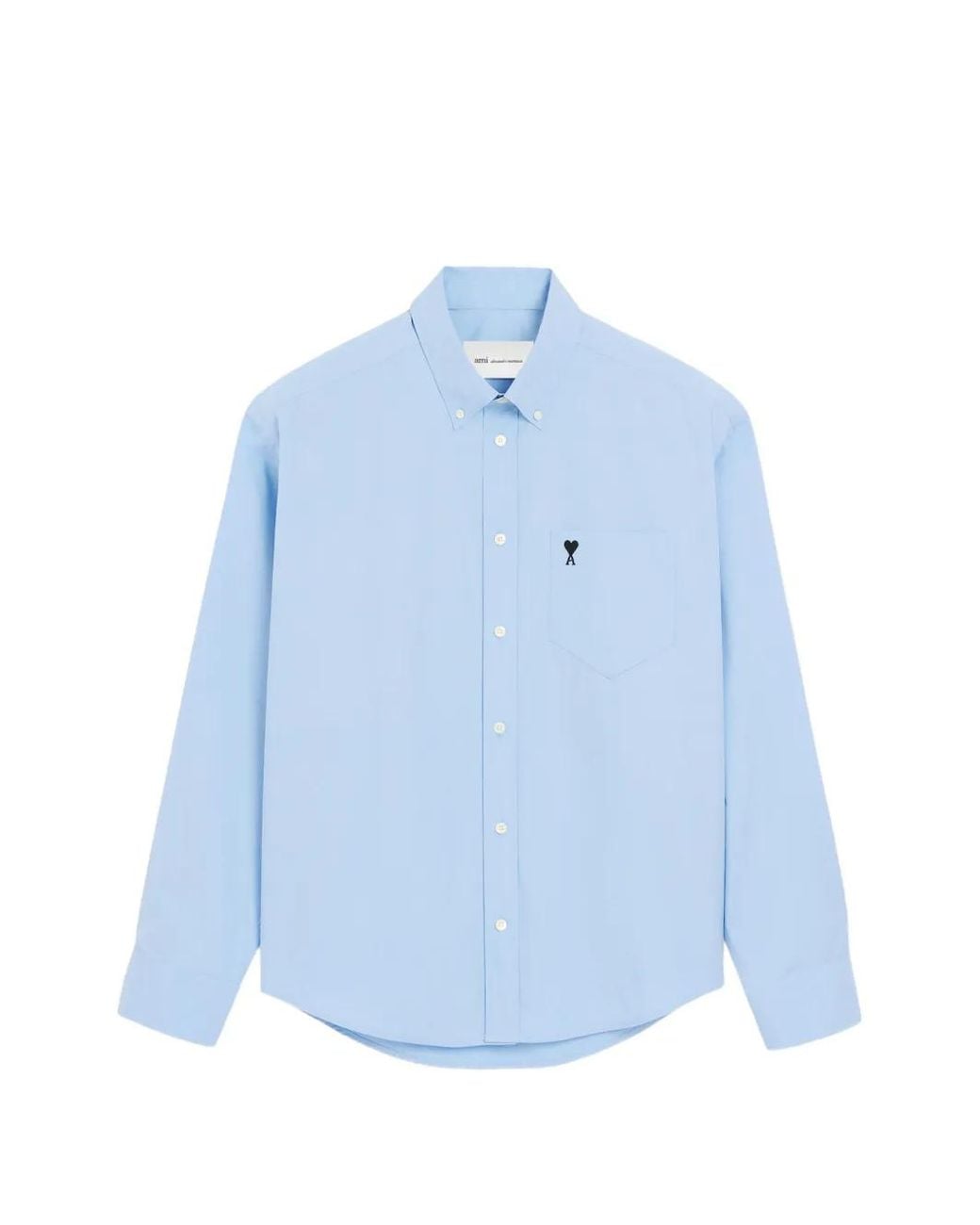 AMI Blue Boxy Cotton Shirt With Ami De Coeur for men