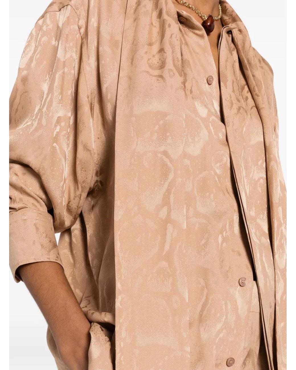 Stella McCartney Natural Pussy-Bow Jacquard Blouse