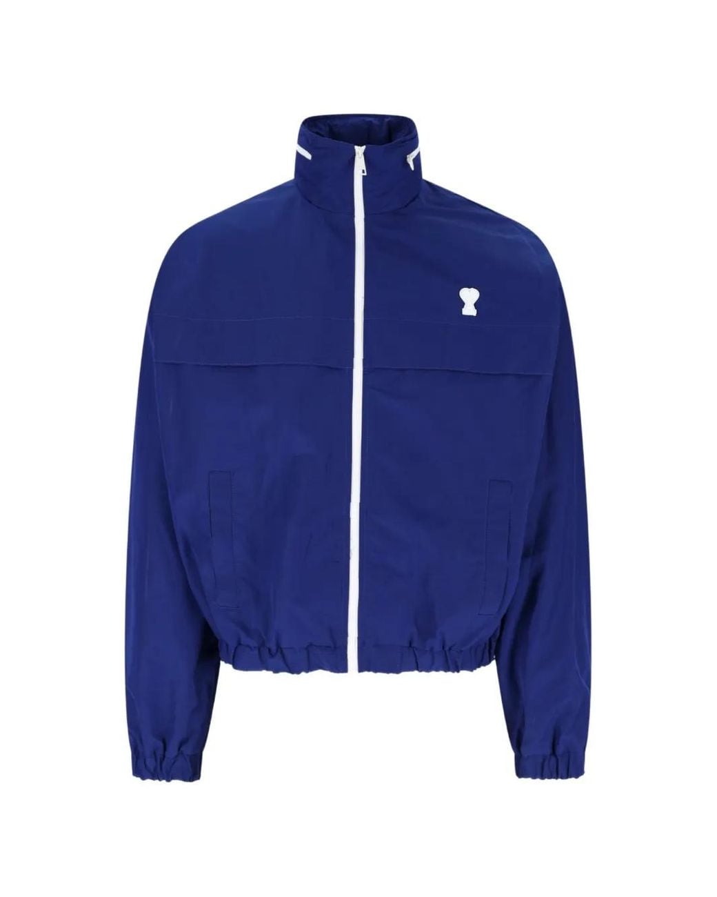 AMI Blue Ami De Coeur Zip-Up Jacket for men