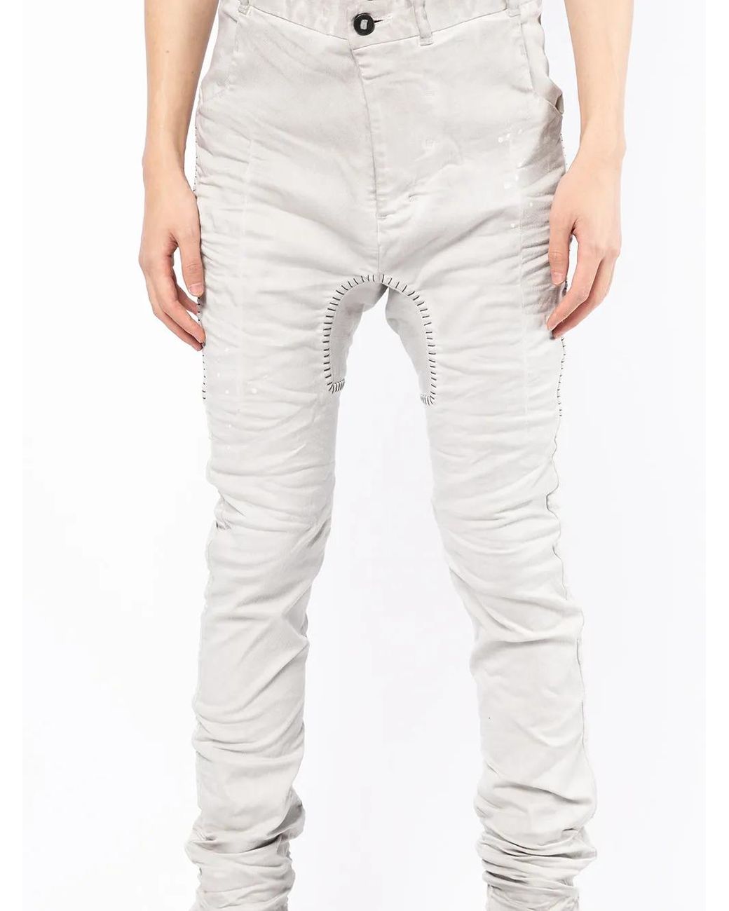 Boris Bidjan Saberi White Stitch-Detail Skinny-Cut Jeans for men