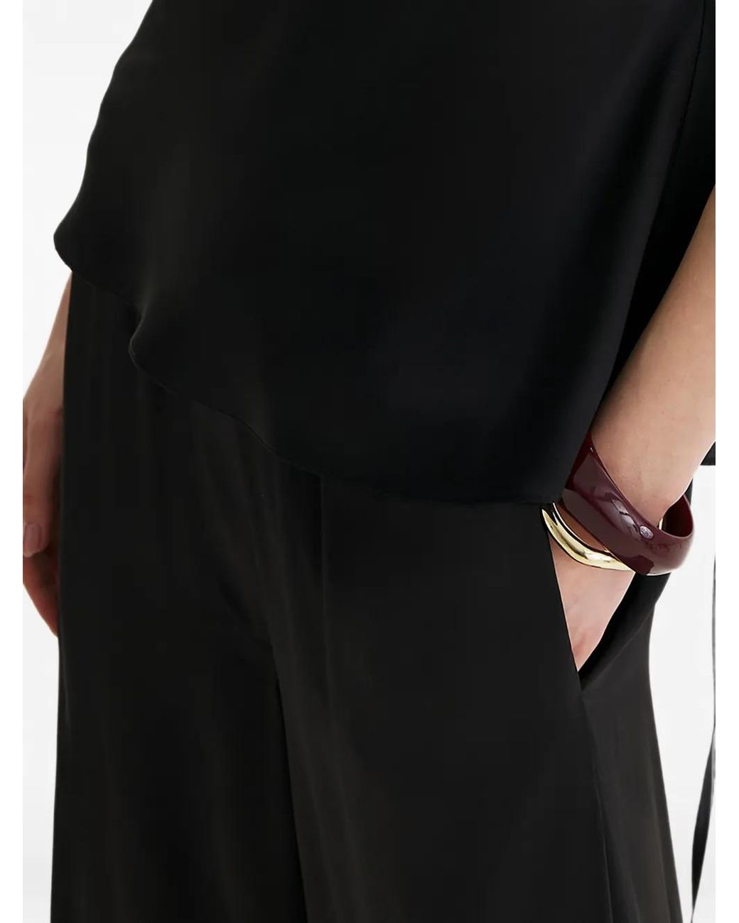Framboise Black Dillan Silk Trousers