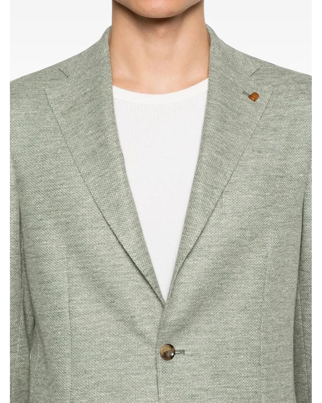 Sartoria Latorre Green Textured-Finish Single-Breasted Blazer for men