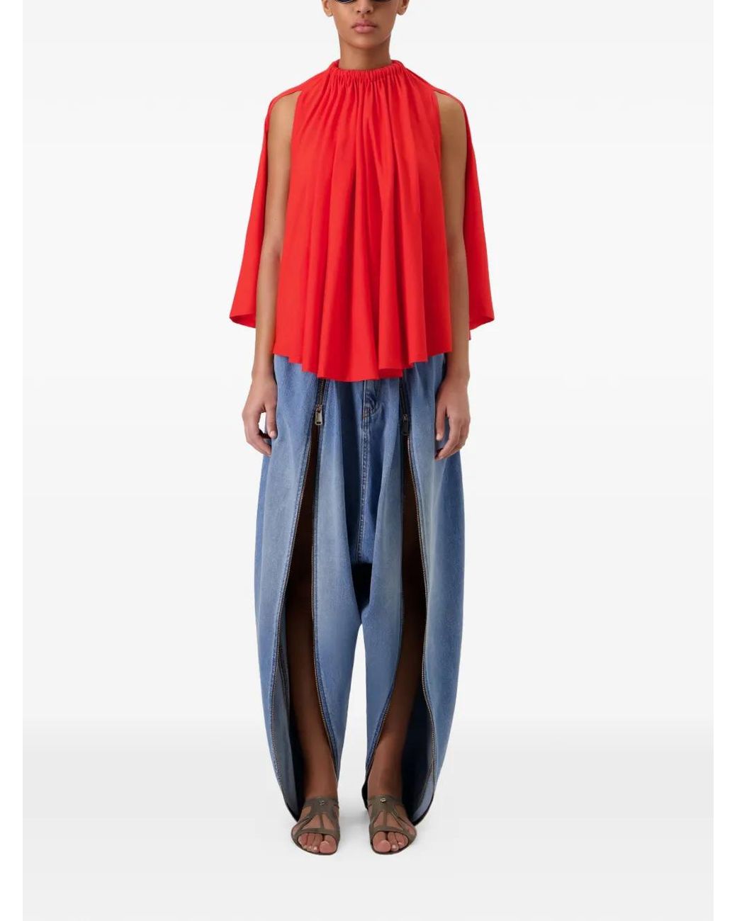 Coperni Red Blouse Drapée Asymétrique