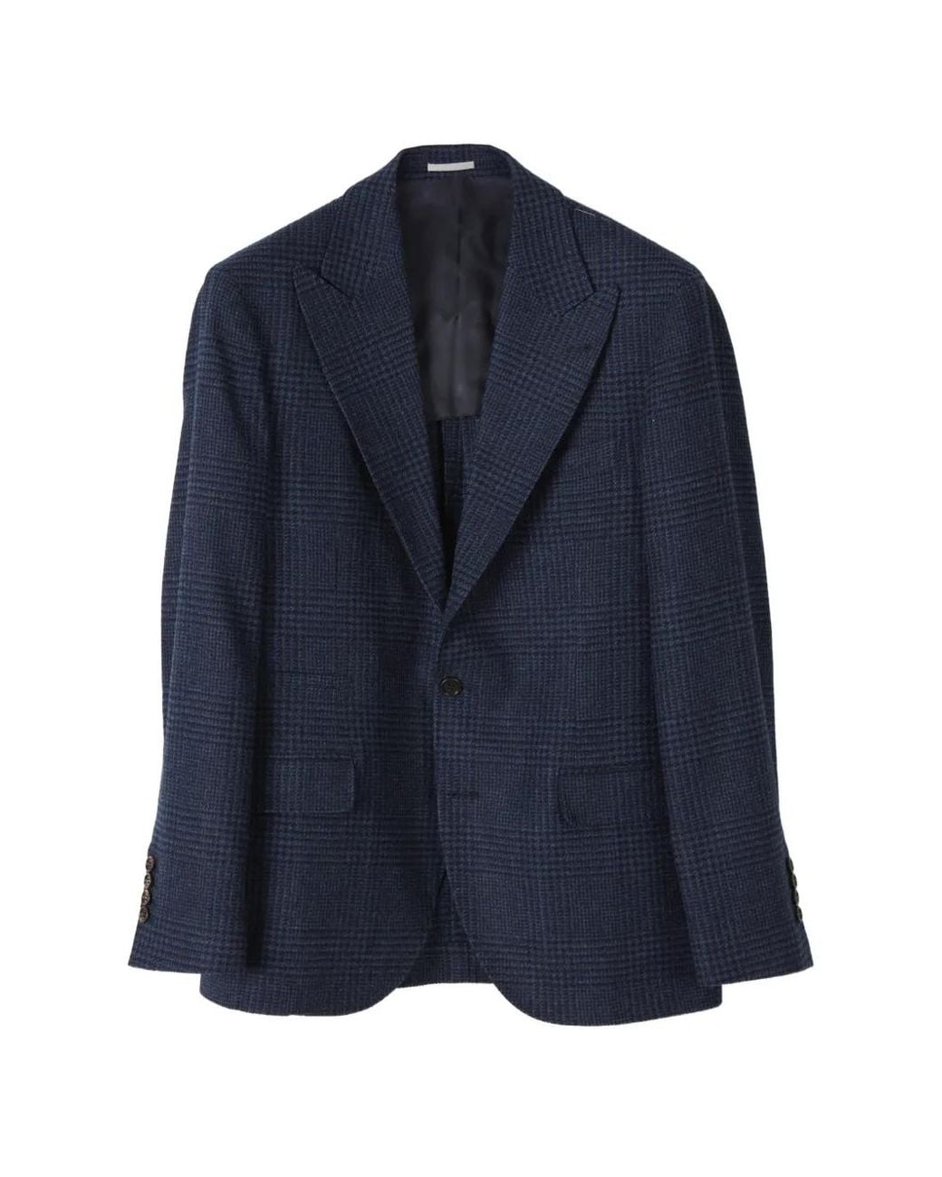 Brunello Cucinelli Blue Blazer À Carreaux Prince De Galles for men