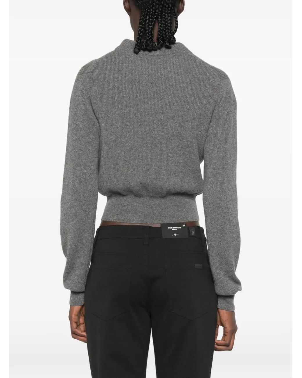 Malo Gray Ribbed-Knit Cropped Sweater