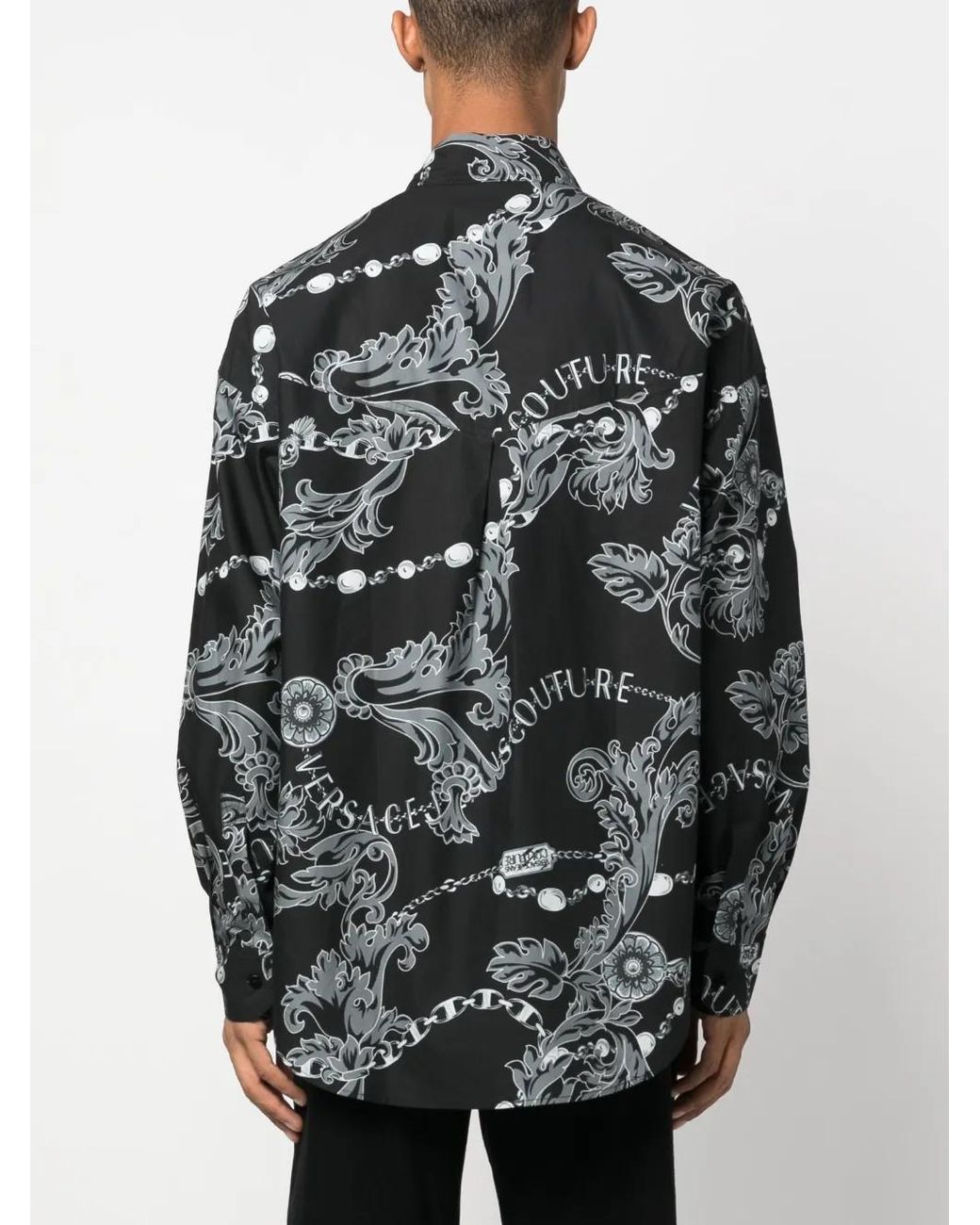Versace Jeans Couture Black Chain Couture-Print Cotton Shirt for men
