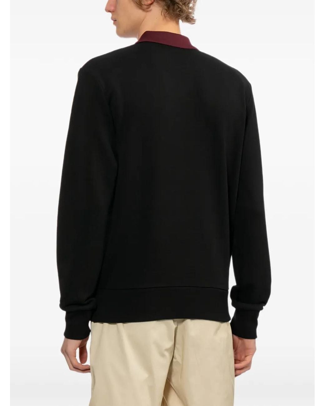 Fred Perry Black Logo-Embroidered Panelled Polo Shirt for men