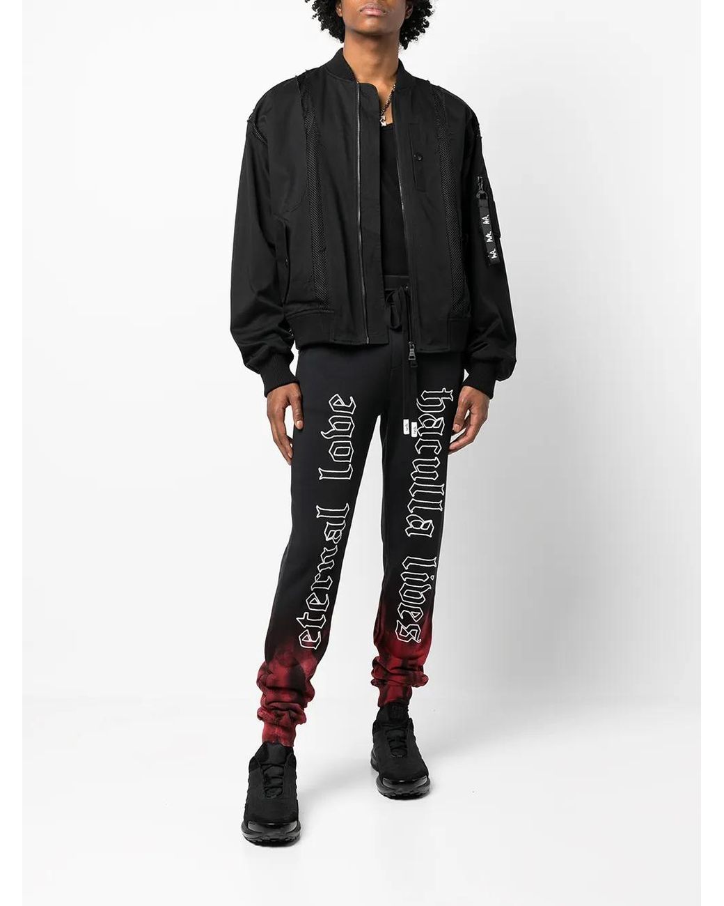 Haculla Black Mesh-Panel Bomber Jacket for men